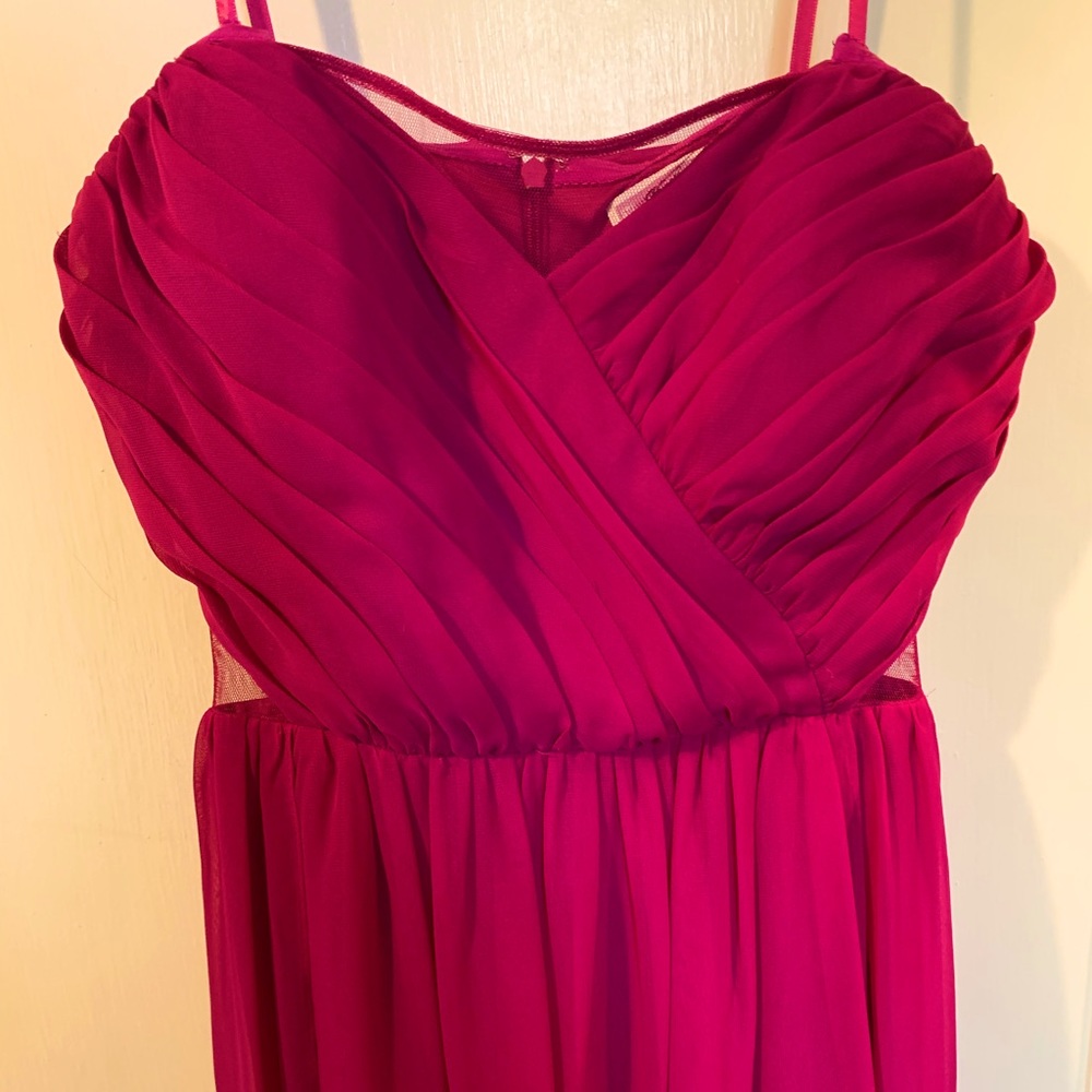 Strapless pink sheet cutout long dress
